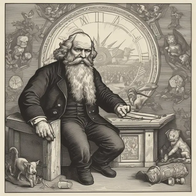 A blacksmith hammer and compass representing Marx