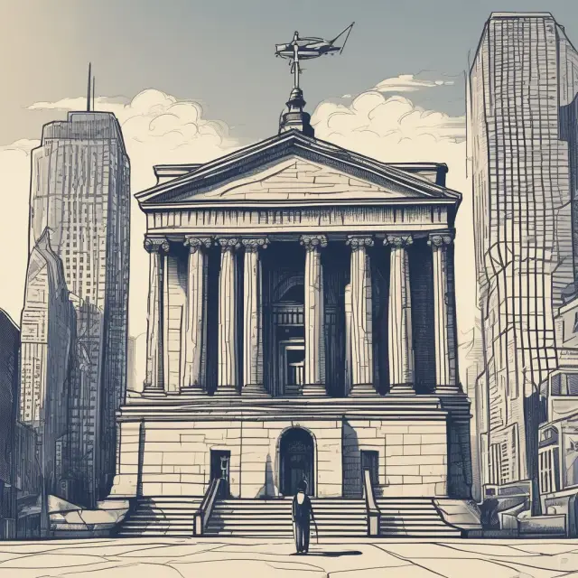 A smaller regional bank athlete sprinting alongside a towering giant bank, symbolizing their complementary roles within the financial sector