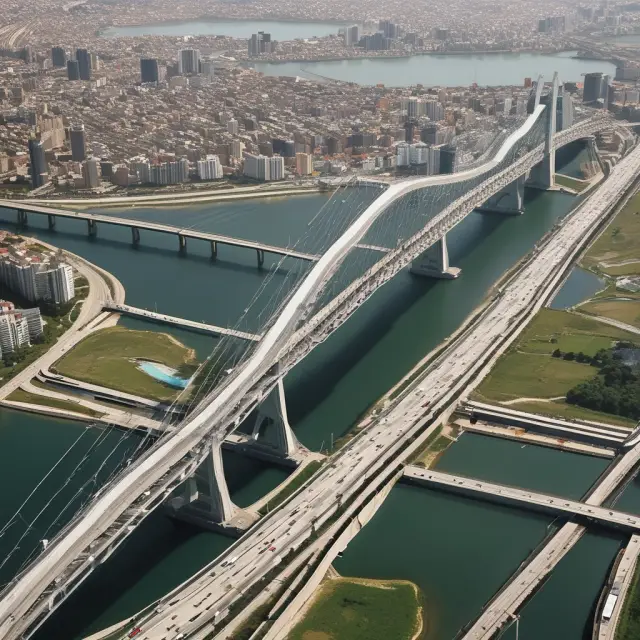 A bridge made of economic data and banking index components, connecting various regions and regulatory environments