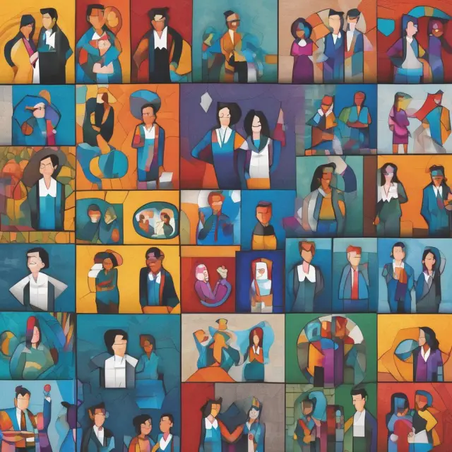 Mosaic of applicants forming the Kellogg School of Management logo, representing diversity and competition in admissions process