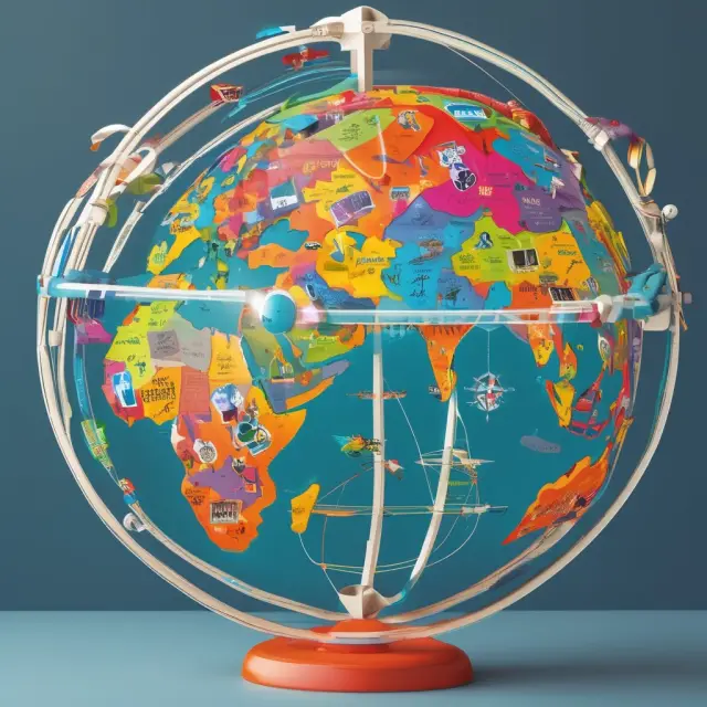 A globe intertwined with the Kellogg School of Management compass symbolizing international exchange programs, core curriculum, and electives.