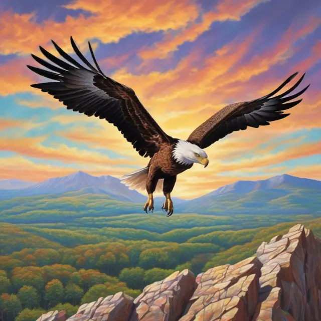 An eagle flying over various business school rankings with Kellogg