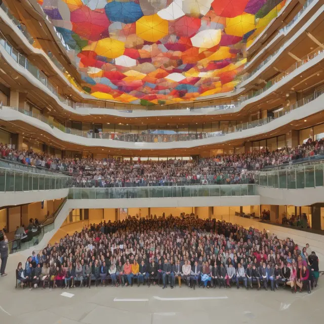 Applicants transforming into Kellogg graduates surrounded by the vibrant campus, symbolizing competition and success