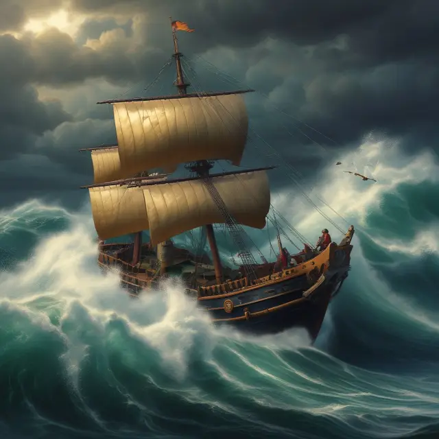 Imagery of the Kelly Criterion in the midst of criticisms and alternative approaches, represented by waves in a stormy sea