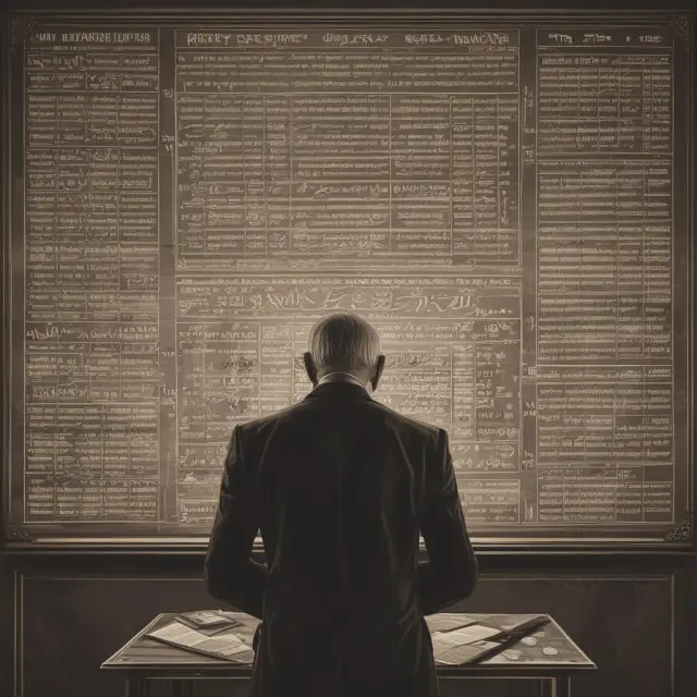 An elderly investor analyzing historical probabilities and optimizing allocations using the Kelly criterion