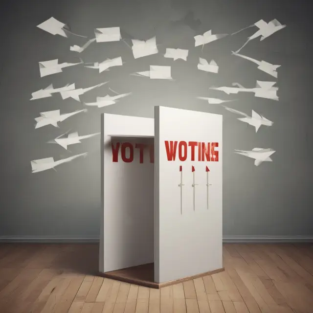 An imaginary voting booth representing Kenneth Arrow
