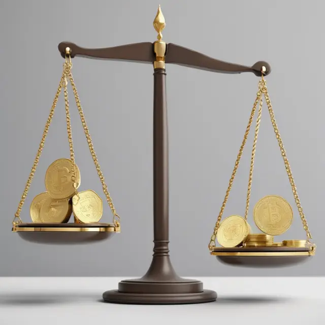 Gold scales balanced with coins symbolizing an insurance company