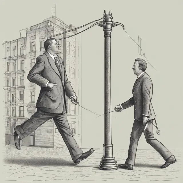 An acrobat gracefully balances on a tightrope above a scale, representing insurers juggling the Kenney ratio
