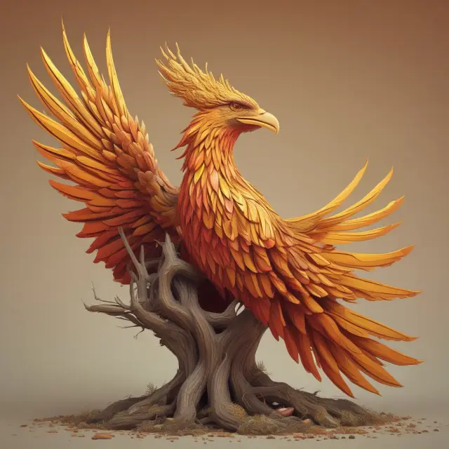 A self-employed phoenix regains life from a glowing Keogh plan nest, emphasizing retirement savings