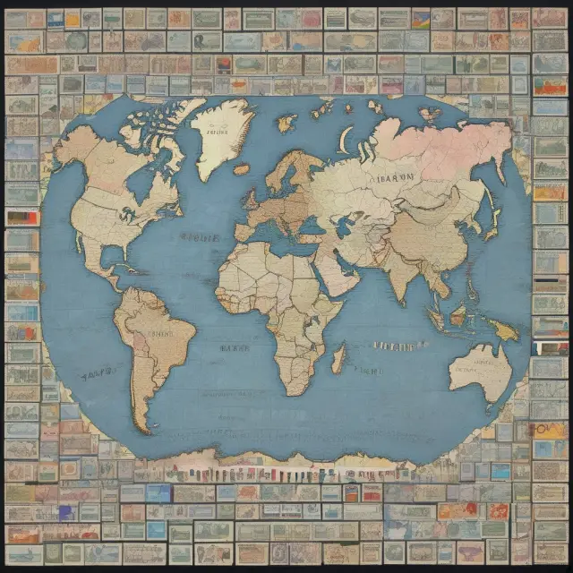 An intricate mosaic displaying real-time exchange rates for various countries, with a focus on Kenya