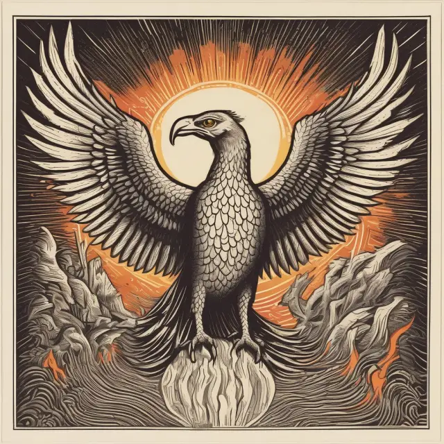 A phoenix bird emerging from flames, representing Kenya