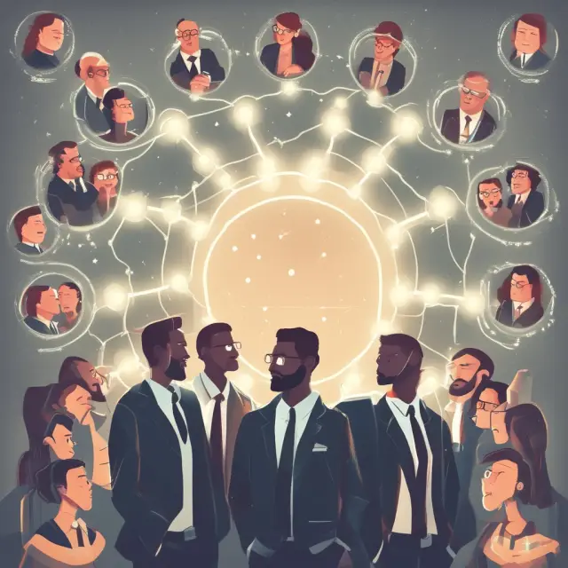 A constellation illustrating key employees with halos, representing their IRS classification based on ownership and compensation