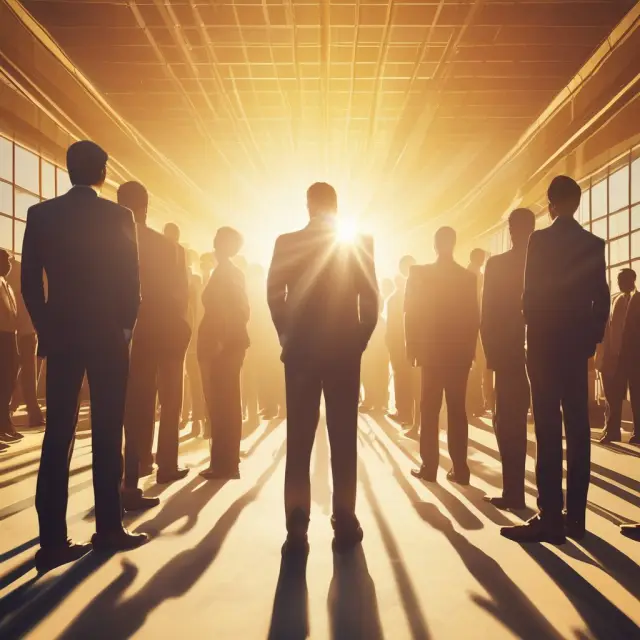 Sunlight illuminating key employees, symbolizing their importance in business growth.
