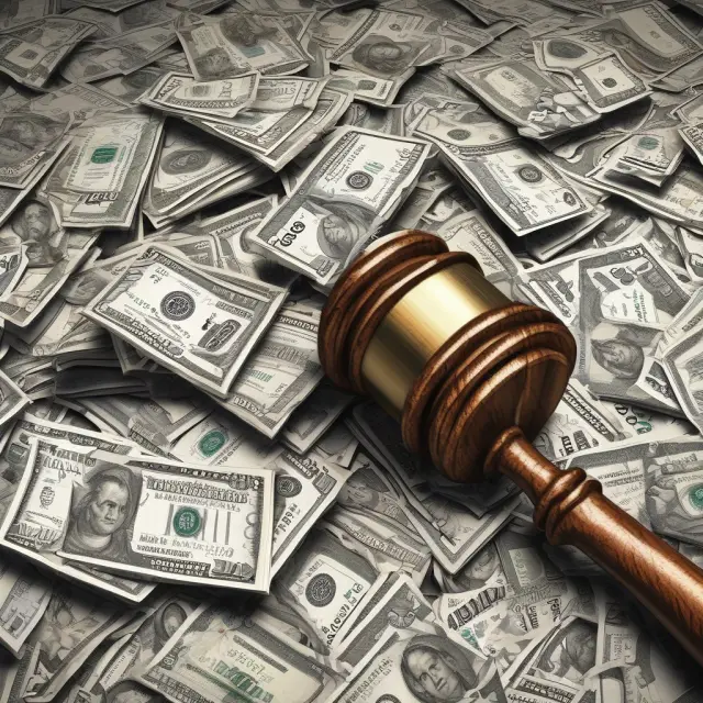 Prime rate gavel amidst interlinked interest rates, depicting Federal Reserve influence.