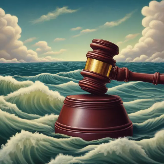 Image: Federal Reserve gavel in a tranquil sea, symbolizing key rates