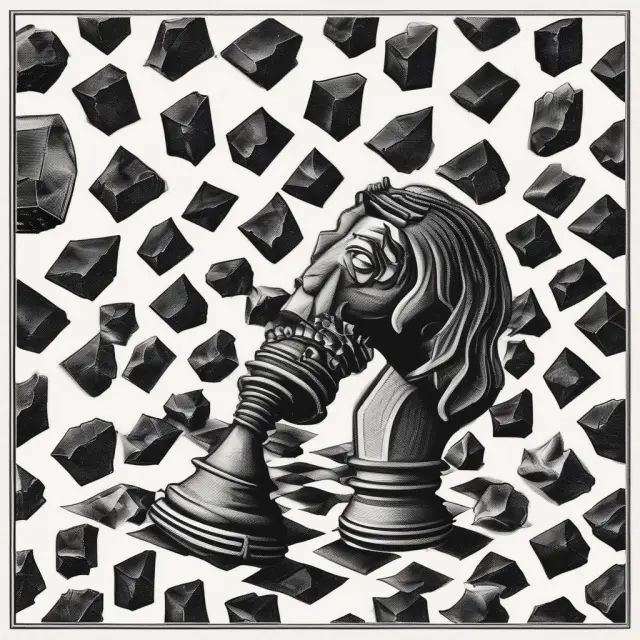 Keynesian and Classical Economics chess pieces engaged in a strategic conflict, illustrating their contrasting philosophies.