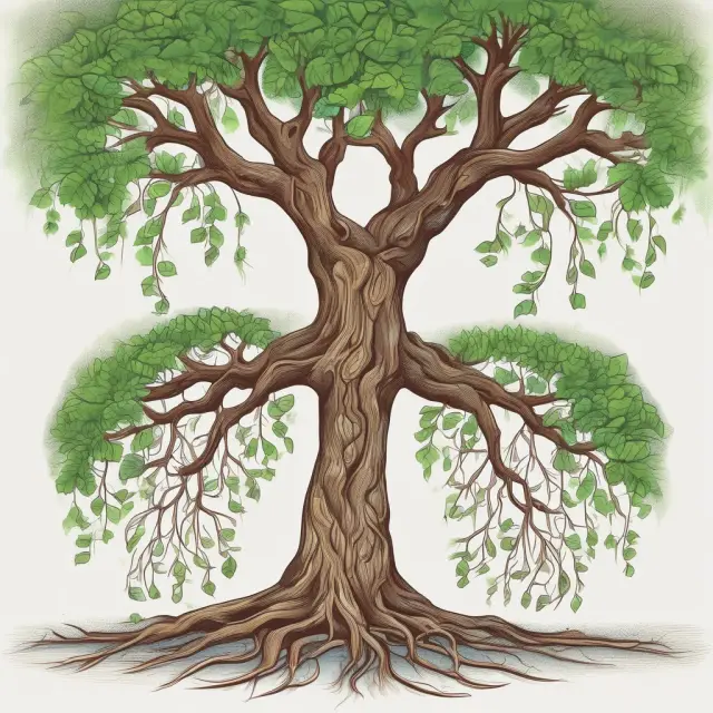 An image of a sturdy tree symbolizing a critical employee with deep roots providing financial support for a thriving business