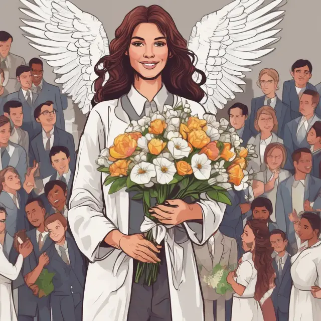 Angel investor holding bouquet of key employees - Key Person Insurance