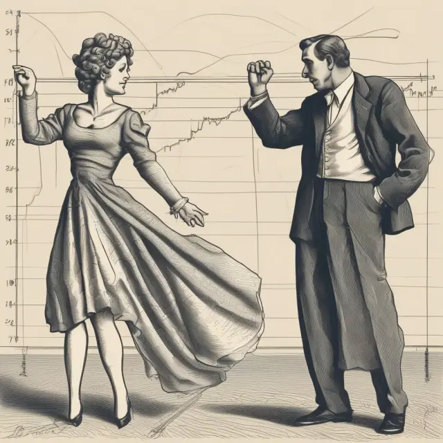 An image of two dancers representing long-term and short-term bonds interacting on a dynamic yield curve.