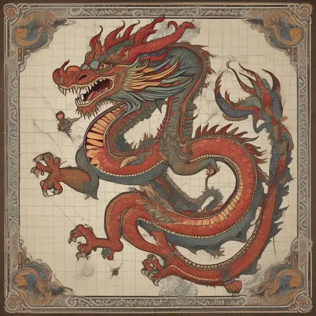 A Korean dragon safeguarding a colorful mosaic treasure map, illustrating KIC