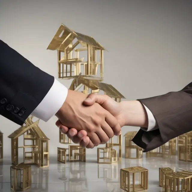 Golden handshake representing the mutually beneficial agreement between borrower and lender in a real estate transaction with kicker structures.