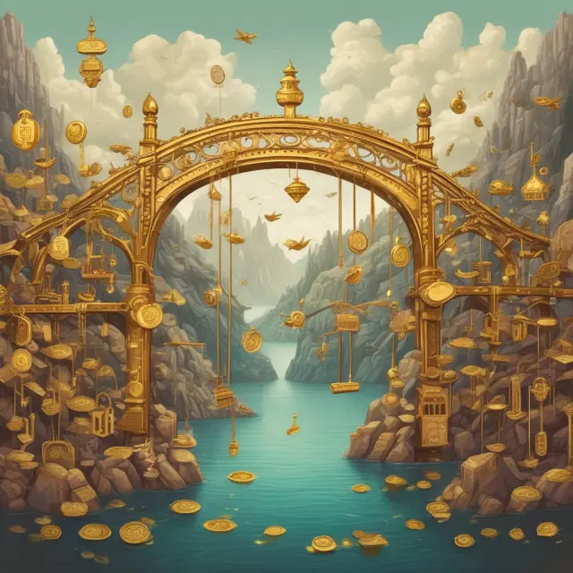 Bridge illustrating how equity kickers attract investors, with gold bonds and warrant keys forming the structure