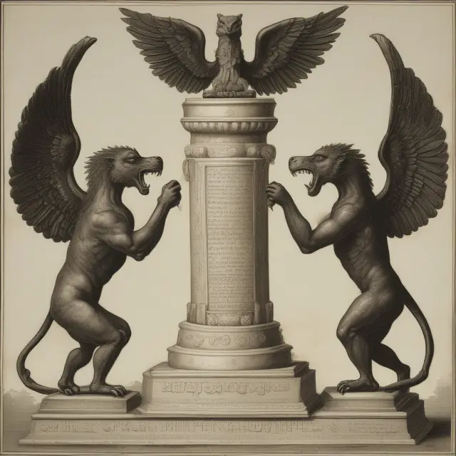 An image of a mythical chimera holding two pans on a balance, considering the advantages and disadvantages of kickers in finance.
