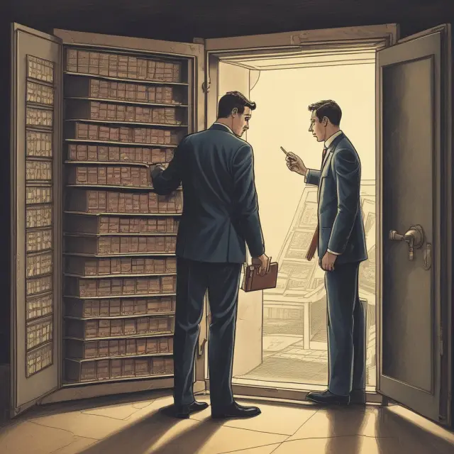 Treasurer with FAQs about investment kickers in a vault