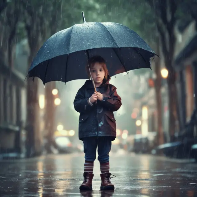 Image of a child holding an umbrella protecting them from heavy raindrops symbolizing complex kiddie tax rules, while sunbeams represent the exemptions