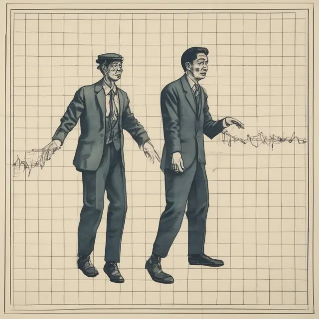 Visual representation of the Kijun Line (base line) and Tenkan Line (conversion line) interacting on a stock market graph, illustrating their role in generating buy and sell signals