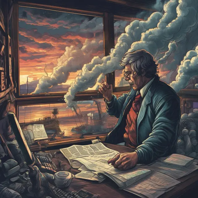 Trader requesting to cancel an order in the midst of turbulent financial markets, with storm clouds lifting.