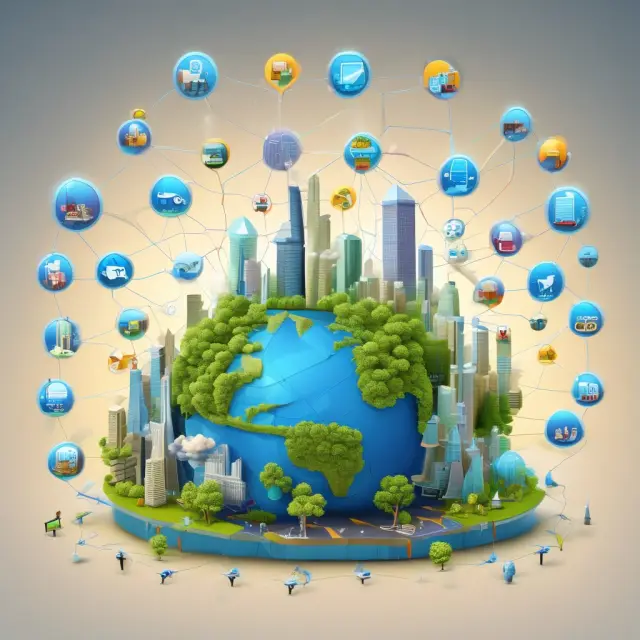 A lush garden filled with diverse applications from various industries, nurturing growth and innovation