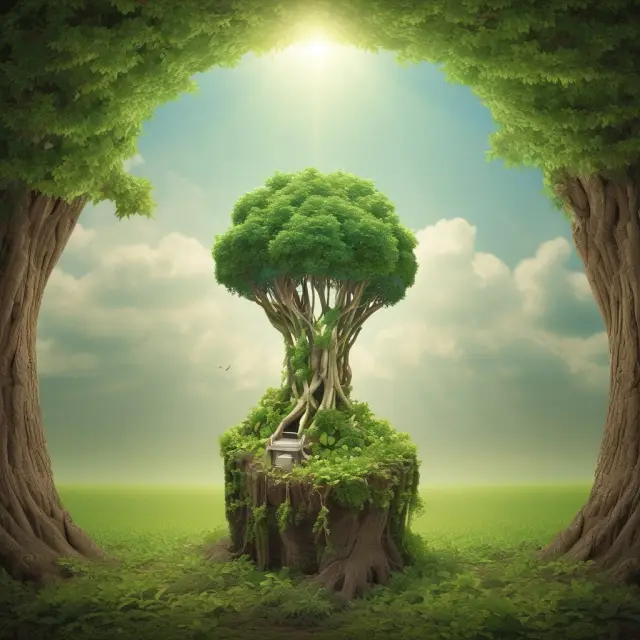 A blooming garden filled with innovative business strategies, each represented by a unique flower that grows the seeds for successful killer applications