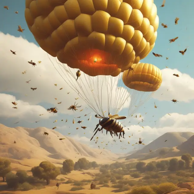 A golden parachute scene symbolizing executive compensation in the midst of various anti-takeover strategies