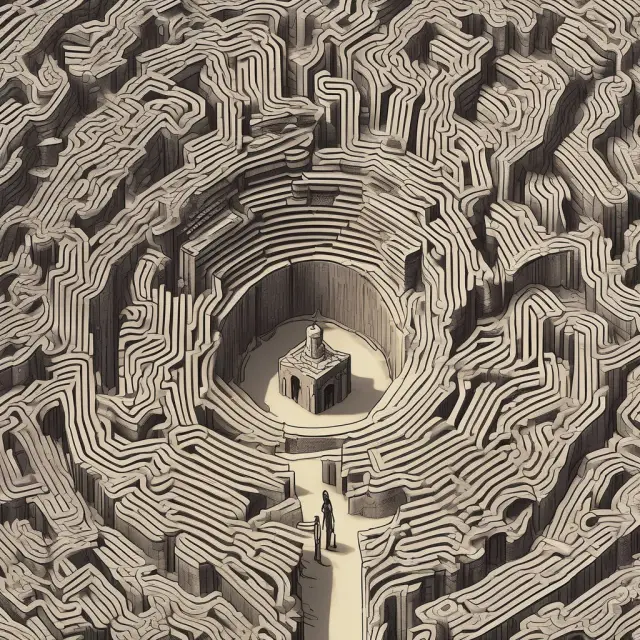 A complex, interconnected maze symbolizing the challenges of capital controls and Bitcoin arbitrage in South Korean markets