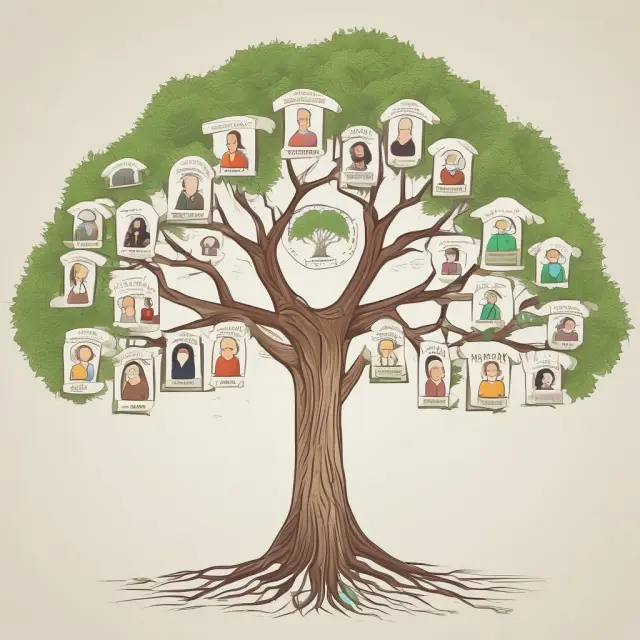 Family tree with parents, millennials, and roots representing housing market and retirement savings intertwined