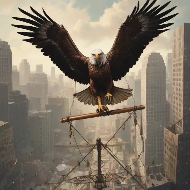 An image of an eagle-eyed regulator carefully monitoring a balancing seesaw symbolizing securities transactions to maintain equilibrium