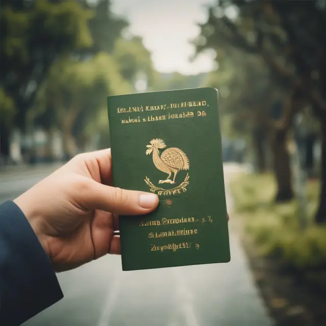 A Kiwi Citizen proudly holds a passport representing eligibility while a Kiwi Bond grows as a flourishing tree, symbolizing investment stability in New Zealand