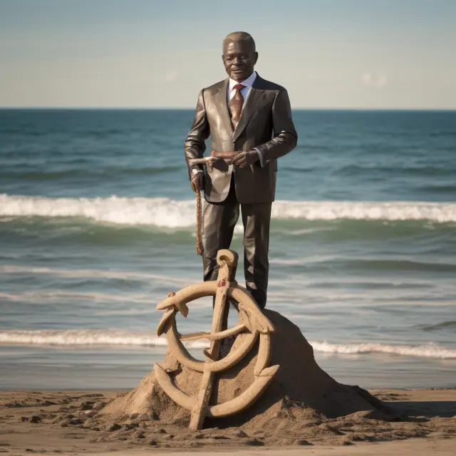 A governor aboard a sturdy ship, holding onto an anchored Euro while waves ebb around them - symbolizes the Comorian Franc