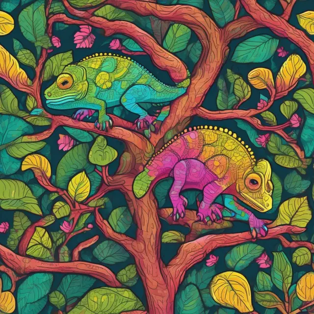 Chameleon transforms into an options tree once stock price reaches barrier, symbolizing knock-in options.