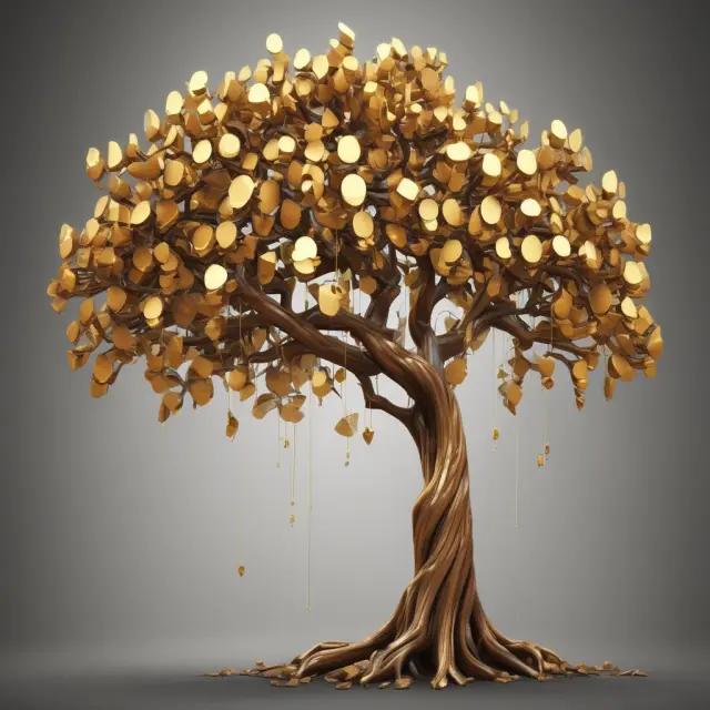 Golden trigger price stock transforming into a call option tree, symbolizing the activation of knock-in options.