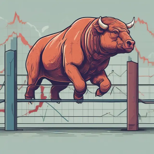 Bull or bear crossing barrier line in financial graph, illustrating knock-out option concept
