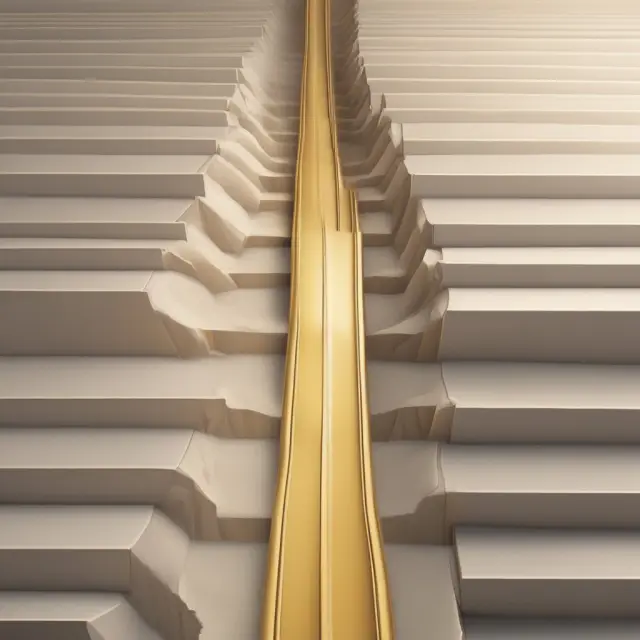 A dual-barrier with a gold path representing Up-and-Out options, illustrating their knock-out feature and potential profit limit