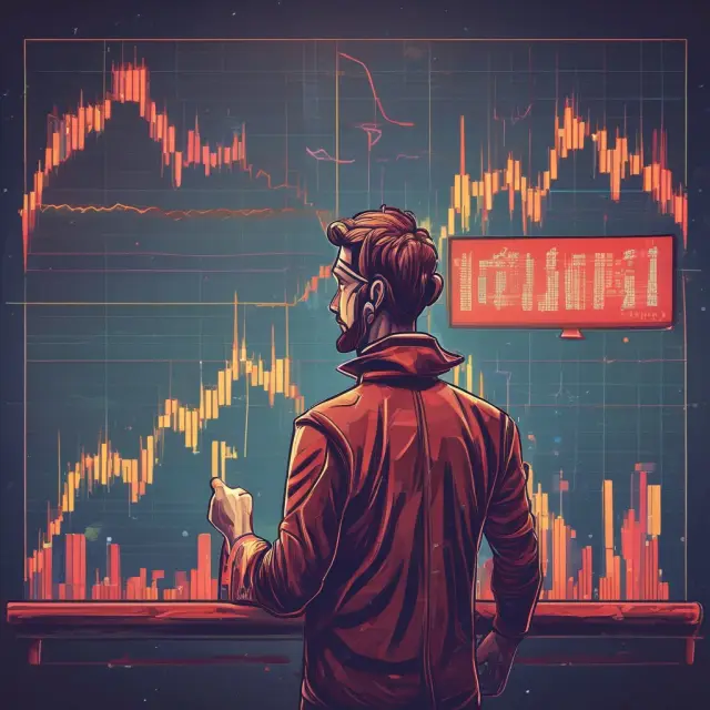 Trader examining a chart, with the KST oscillator, candlestick patterns, and volume bars visible