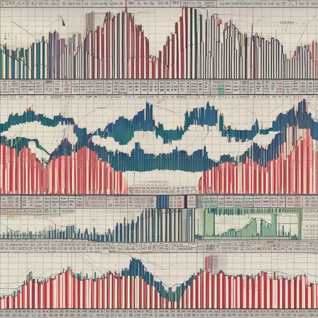 A sailboat navigating the financial seas among various asset classes - stocks, currencies, and commodities - with a compass showing the direction of KST indicator