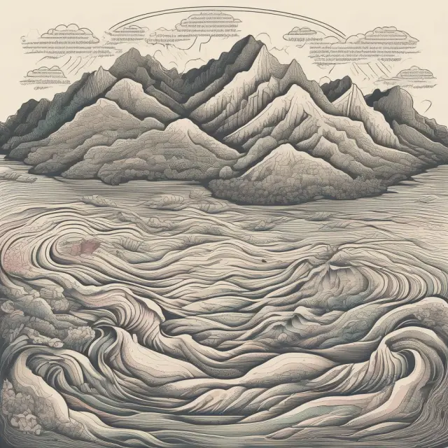 Two interconnected rivers representing analogous reasoning and nonlinear thinking flowing into a vast knowledge sea, symbolizing the importance of these modes of thought in knowledge engineering.