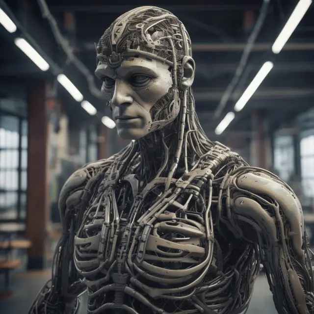 An image of a person meticulously creating intricate webs between human experts and artificial intelligence systems, symbolizing the role of knowledge engineering.