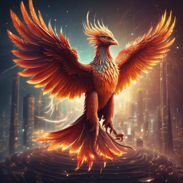 Phoenix created from knowledge engineering algorithms, representing transformative financial insights