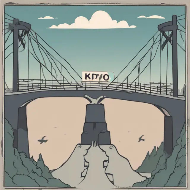 A sturdy bridge connecting a company (labeled) to its KPO partner, illustrating successful implementation of KPO solutions for addressing challenges