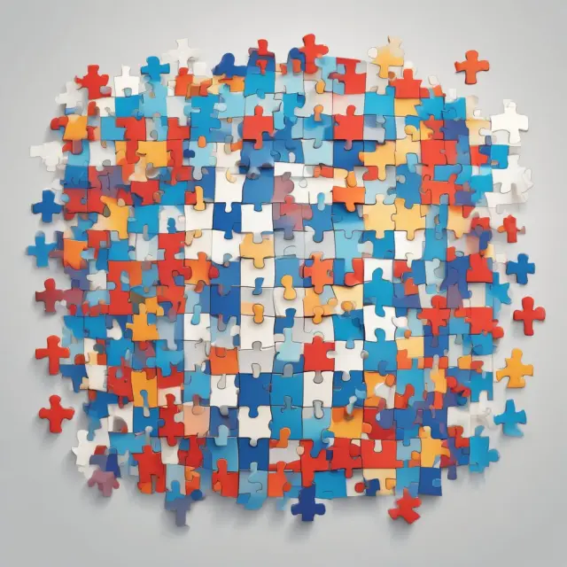 A colorful mosaic made from various puzzle pieces, each one representing a case study of successful knowledge process outsourcing (KPO) implementations